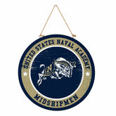 US Naval Academy Round Door Décor with Hanging Rope, 18x18, Collegiate, Home
