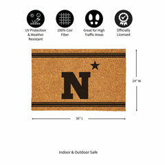 US Naval Academy Large One Color Coir Mat, 36"x24", Collegiate