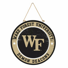 Wake Forest University Round Door Décor with Hanging Rope, 18x18, Collegiate, Home