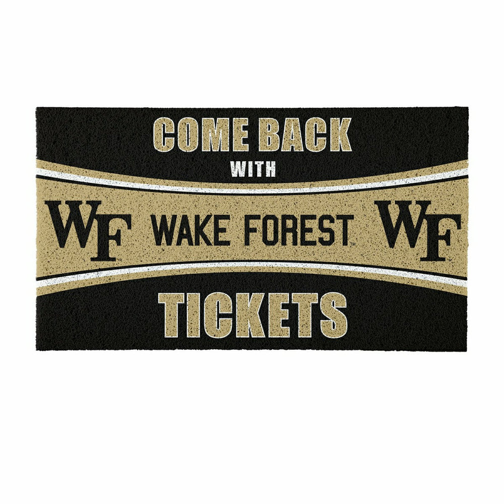 28" x 16" PVC Trapper Mat, Come Back with Tickets, Wake Forest, Collegiate
