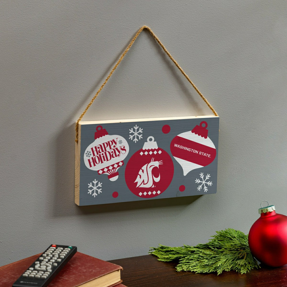 Washington State University Holiday Wood Wall Sign, 6x11, Collegiate, Home