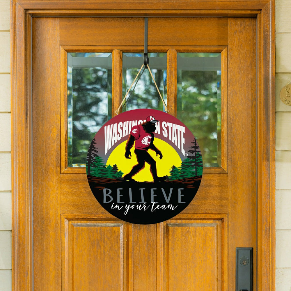Washington State University Bigfoot Round Door Décor with Hanging Rope, Collegiate, Home