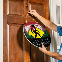 Washington State University Bigfoot Round Door Décor with Hanging Rope, Collegiate, Home