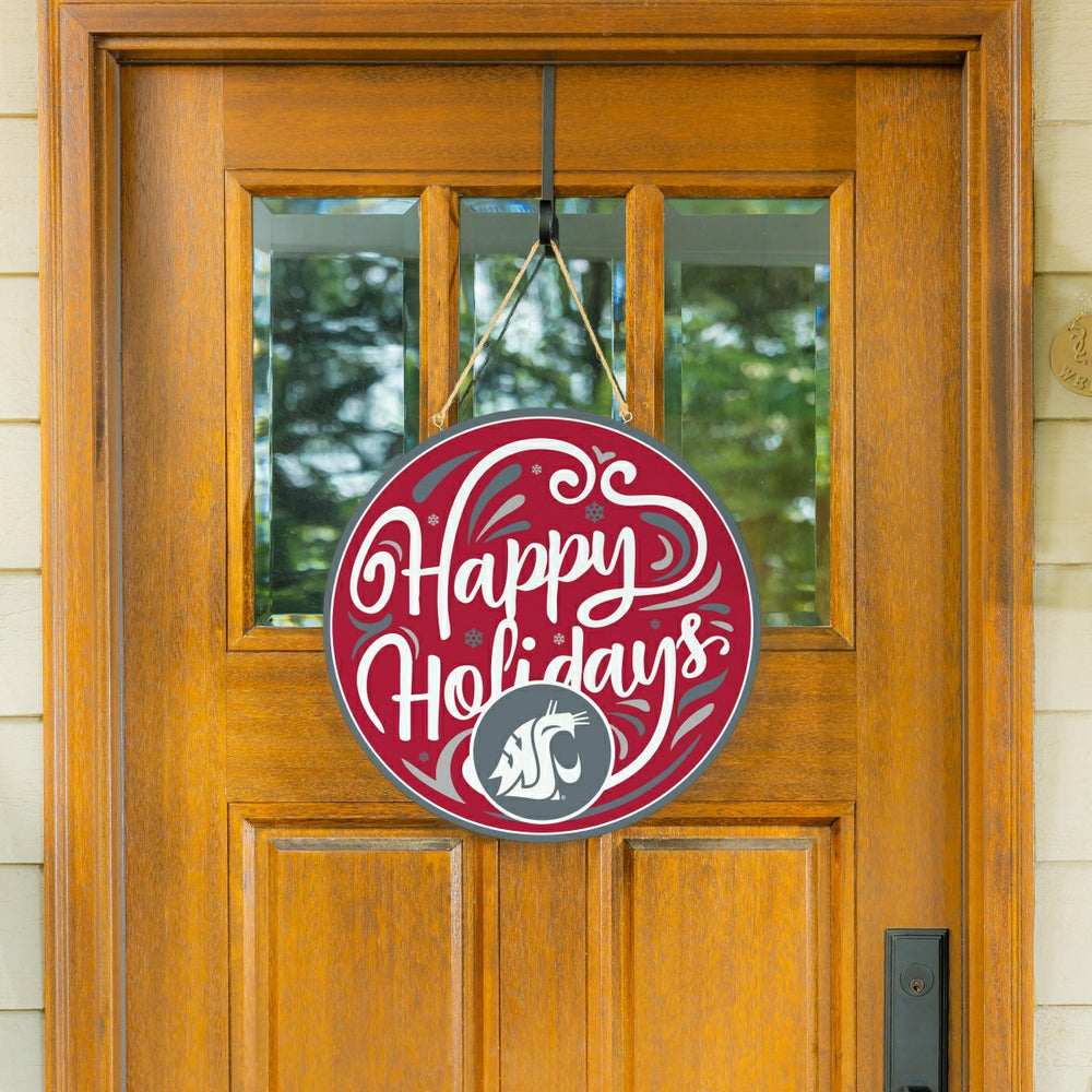Washington State University Holiday Round Door Décor with Hanging Rope, Collegiate, Home