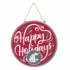 Washington State University Holiday Round Door Décor with Hanging Rope, Collegiate, Home