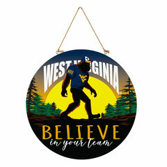 West Virginia University Bigfoot Round Door Décor with Hanging Rope, 1, Collegiate, Home