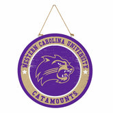 Western Carolina University Round Door Décor with Hanging Rope, 18x18, Collegiate, Home
