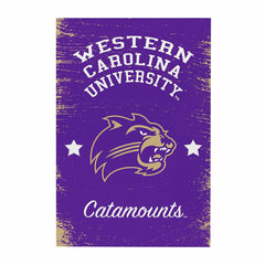 Western Carolina University Wood Wall Sign, 16x24, Collegiate, Home