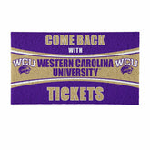 28" x 16" PVC Trapper Mat, Come Back with Tickets, Western Carolina Un, Collegiate