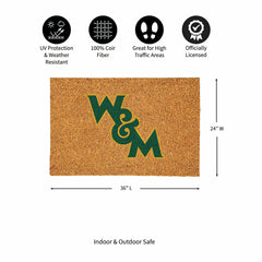 William & Mary Large Full Color Coir Mat, 36"x24", Collegiate