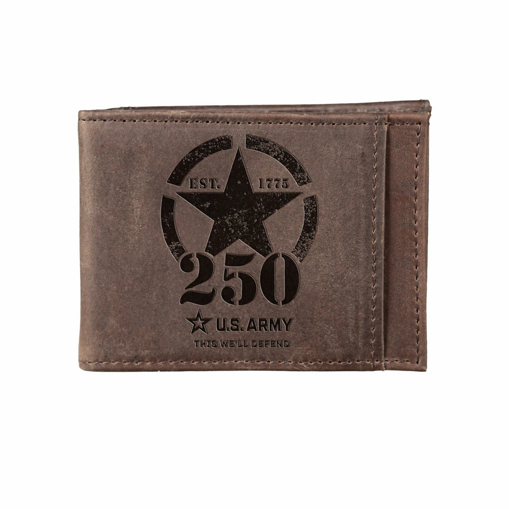 Front Pocket Wallet w/ RFID Blocking, US Army, 250th Anniversary, Brow, US Military, Home