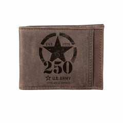 Front Pocket Wallet w/ RFID Blocking, US Army, 250th Anniversary, Brow, US Military, Home