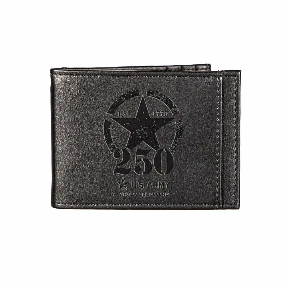 Front Pocket Wallet w/ RFID Blocking, US Army, 250th Anniversary, Blac, US Military, Home