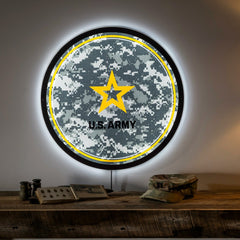 US Army Military Large Round Edgelite LED Decor, US Military, Home