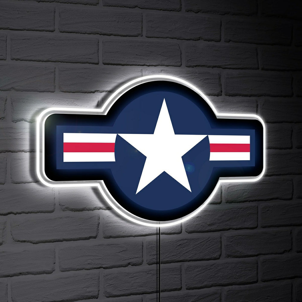 US Air Force LED Wall Decor, Glazelite, Roundel Logo, US Military, Home