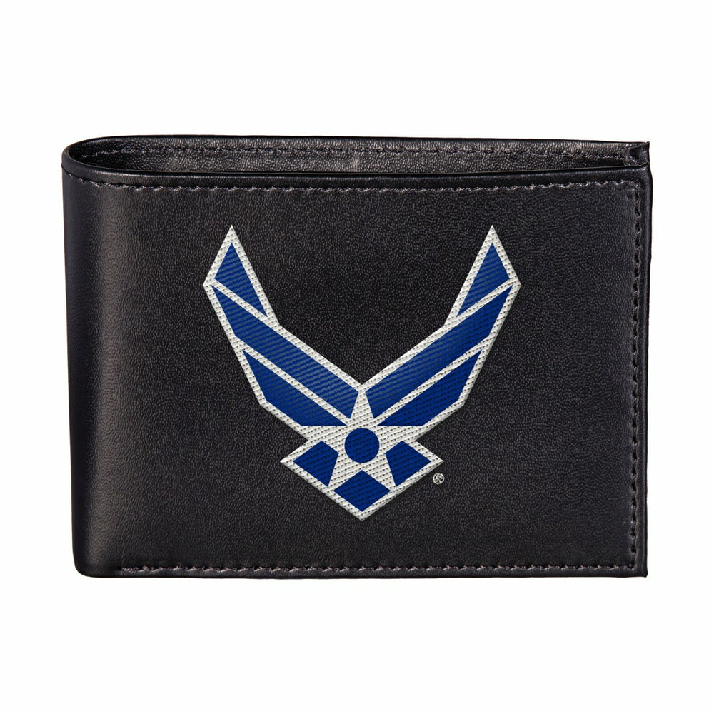U.S. Air Force Black Bi-Fold Embroidered Wallet w/ RFID Blocking, US Military, Home