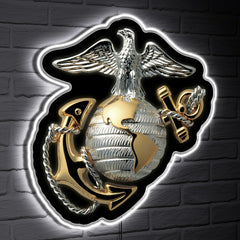 US Marines LED Wall Decor, Glazelite, US Military, Home