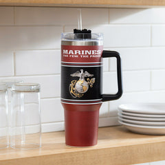 40oz Stainless Steel Canyon Cup w/ Straw, US Marine Corps, US Military, Home