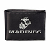 U.S. Marine Corps Black Bi-Fold Embroidered Wallet w/ RFID Blocking, US Military, Home
