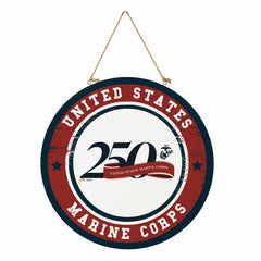US Marine Corps, 250th Anniversary Round Door Décor with Hanging Rope,, US Military, Home