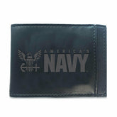 US Navy Black Front Pocket Wallet with RFID Blocking, US Military