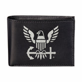 U.S. Navy Black Bi-Fold Embroidered Wallet w/ RFID Blocking, US Military, Home