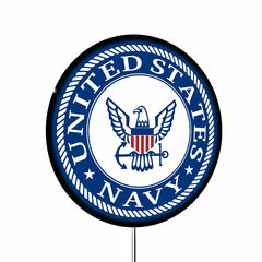 US Navy Military Round LED Wall Decor, US Military, Home