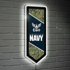 US Navy Glazelite Pennant LED Wall Decor, US Military, Home