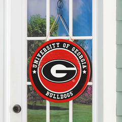 University of Georgia Round Door Décor with Hanging Rope, 18x18, Home, Collegiate