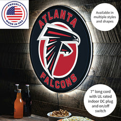 LED Wall Decor, Round, Atlanta Falcons, NFL, Home