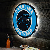 LED Wall Decor, Round, Carolina Panthers, NFL, Home