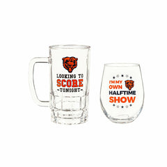 Chicago Bears, Stemless 17OZ Wine & Beer 16 OZ Gift Set, NFL, Home