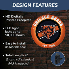 Chicago Bears, Metal Lite, Round, NFL