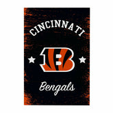 Cincinnati Bengals Wood Wall Sign, 16x24, NFL, Home