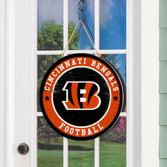 Cincinnati Bengals Round Door Décor with Hanging Rope, 18x18, NFL, Home