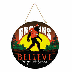 Cleveland Browns Bigfoot Round Door Décor with Hanging Rope, 18x18, NFL, Home