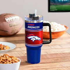 40oz Stainless Steel Canyon Cup w/ Straw, Denver Broncos, NFL, Home