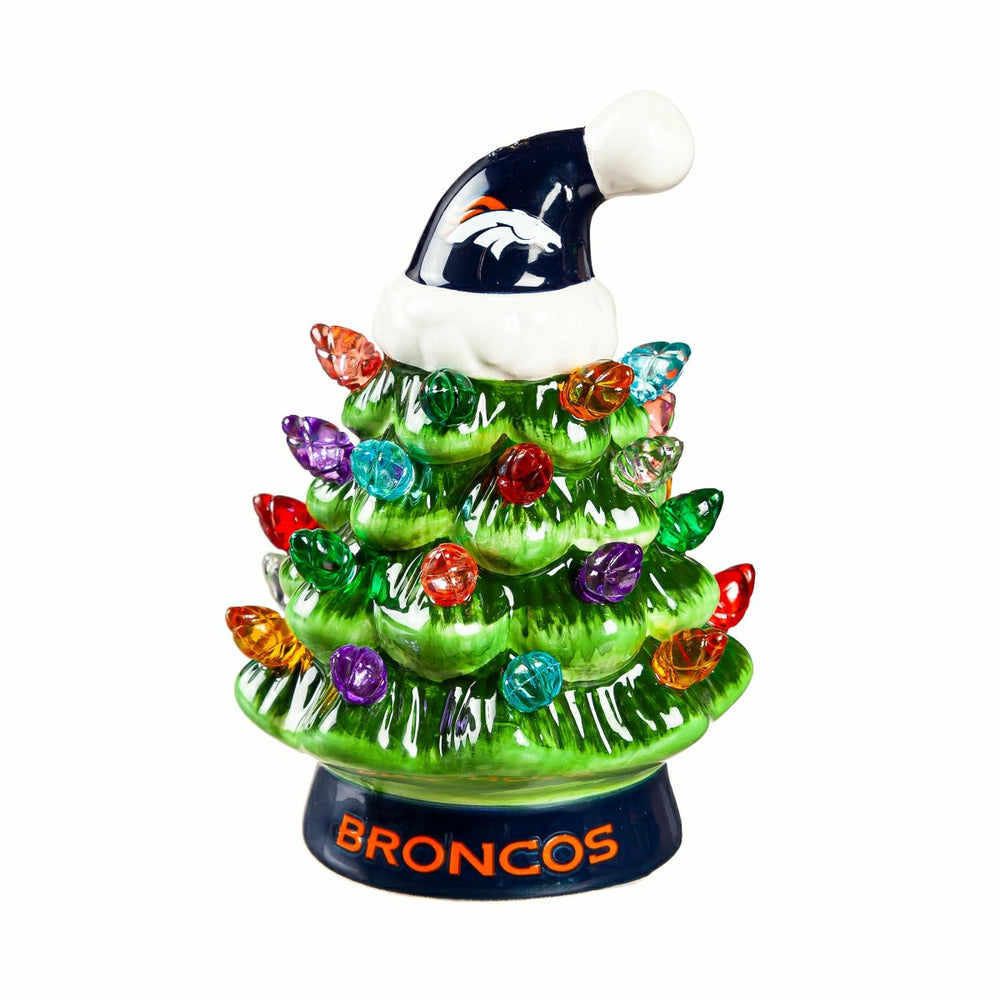 4" Mini LED Tabletop Christmas Tree, Set of 2, Denver Broncos, NFL, Home