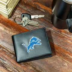 Detroit Lions Black Bi-Fold Embroidered Wallet w/ RFID Blocking, NFL, Home