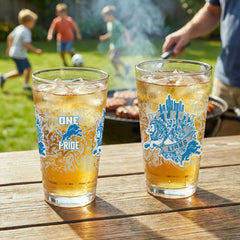 Detroit Lions 16oz Glass pint, Set of 2, NFL, Home