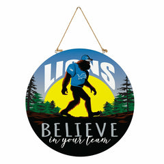 Detroit Lions Bigfoot Round Door Décor with Hanging Rope, 18x18, NFL, Home