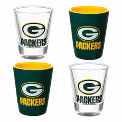 Green Bay Packers 4-Piece Ceramic and Glass 2oz. Shot Glass Set, NFL, Home