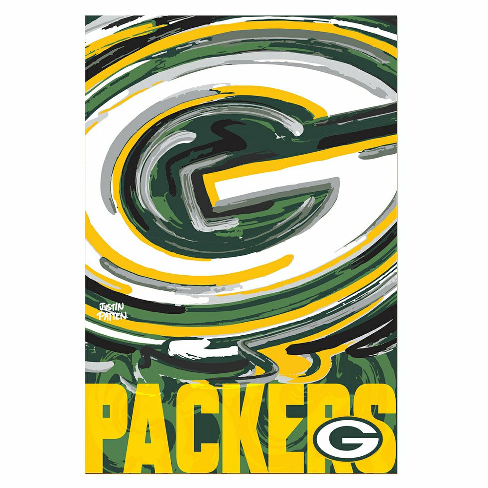 Green Bay Packers Justin Patten Logo Suede Garden Flag, NFL