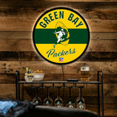 Green Bay Packers NFL Football Large Round Vintage Edgelite LED Decor, NFL, Home