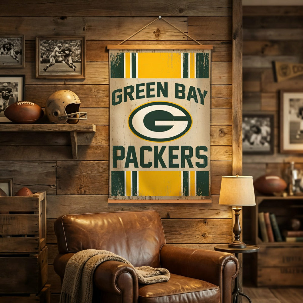 Green Bay Packers, Canvas Wall Tapestry, Medium, 36x24, NFL, Home