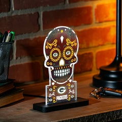 Green Bay Packers NFL Football Sugar Skull Desklite LED Decor, NFL, Home