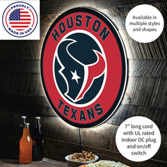 LED Wall Decor, Round, Houston Texans, NFL, Home