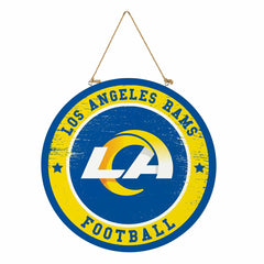 Los Angeles Rams Round Door Décor with Hanging Rope, 18x18, NFL, Home