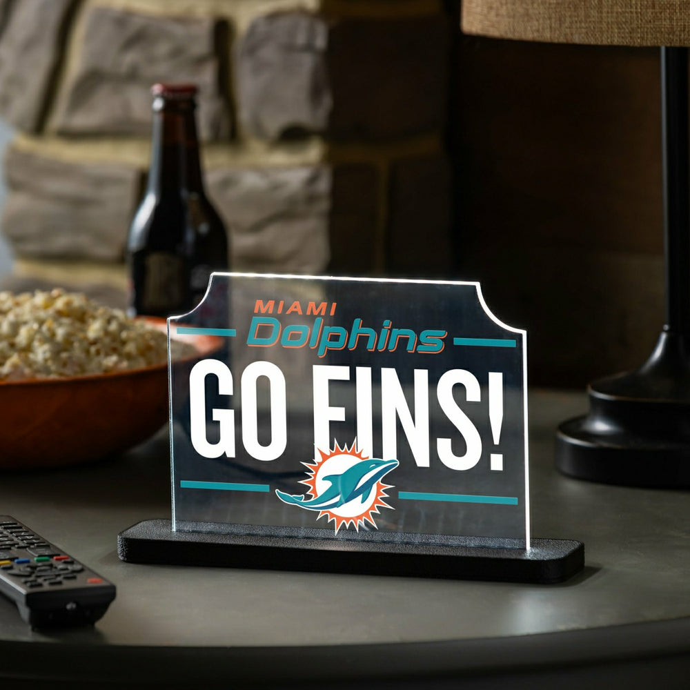 Miami Dolphins NFL Football Rectangle Desklite LED Decor, NFL, Home