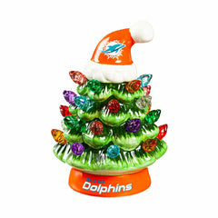 4" Mini LED Tabletop Christmas Tree, Set of 2, Miami Dolphins, NFL, Home